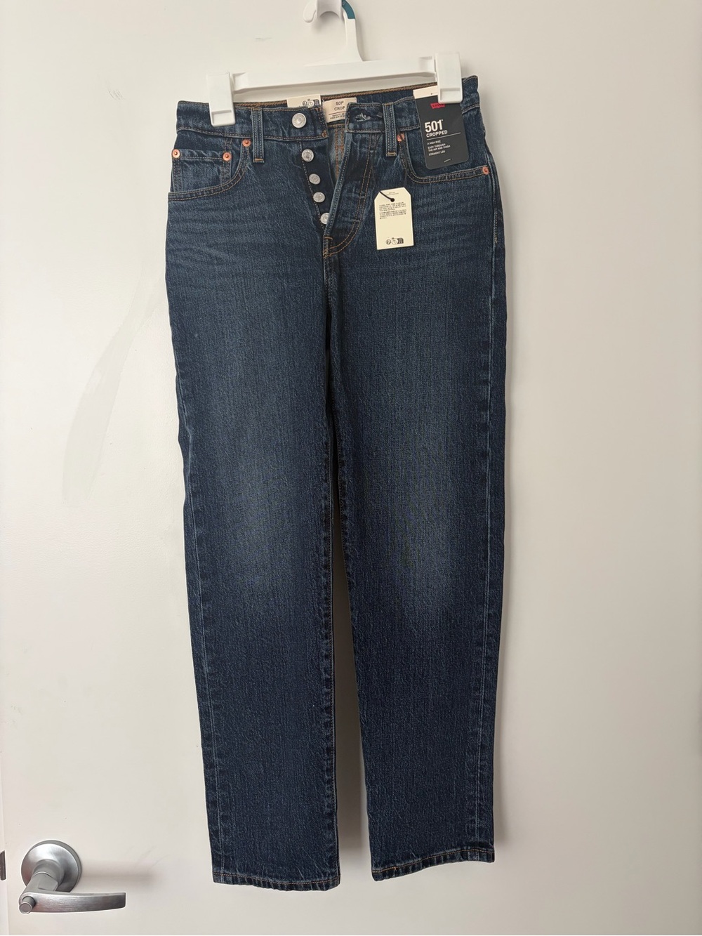 Levi's 501 Original Cropped Dark Blue Straight Leg Women's Jeans